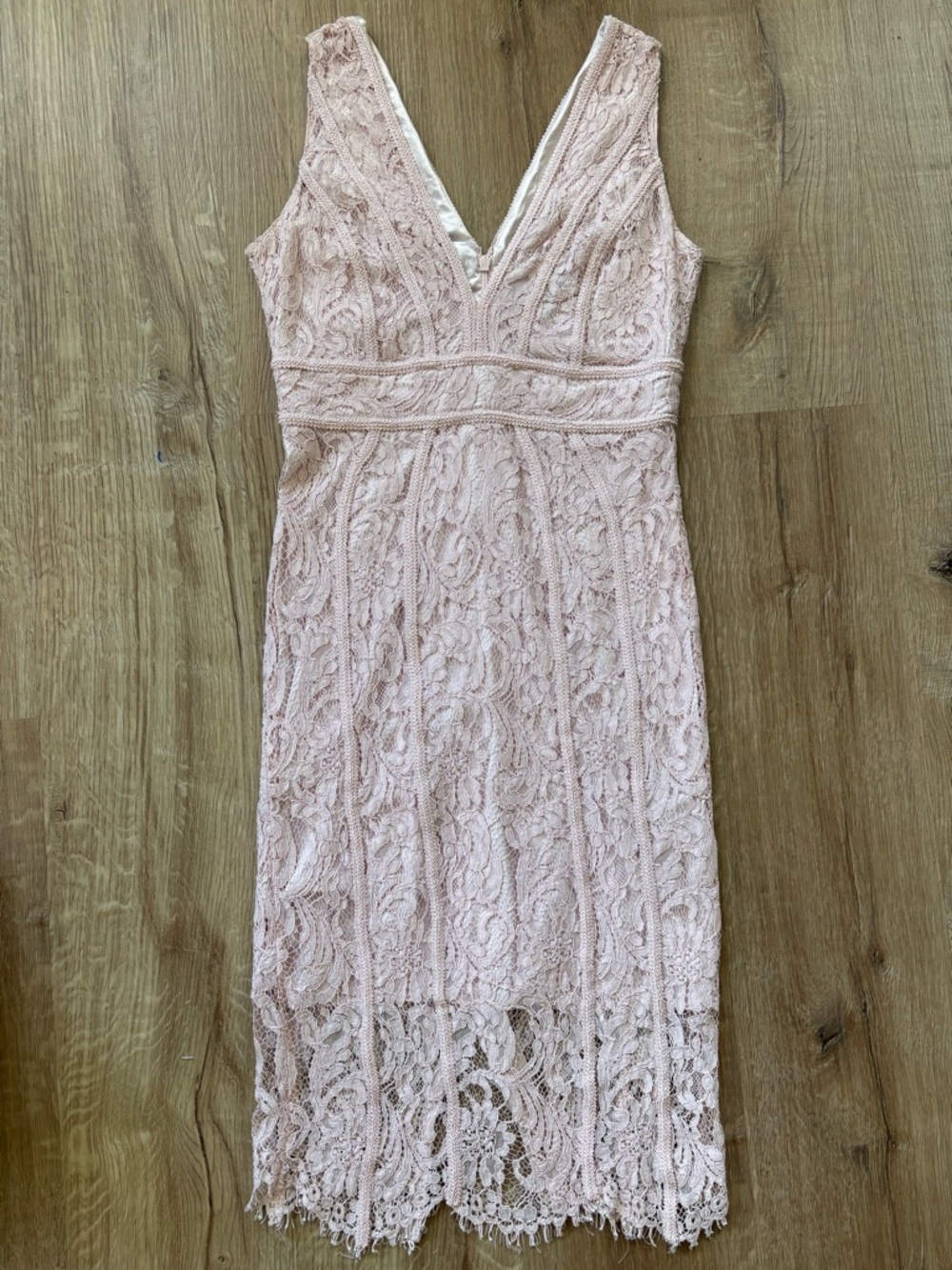 Bardot Pale Pink Lace Midi Dress